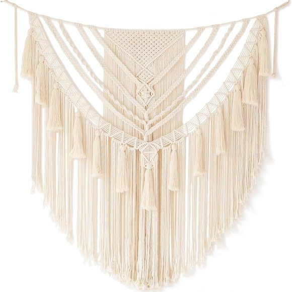 Boho Macrame Woven Handmade Craft Mid Century Modern Hanging Tassel Room Decor - Picture 7 of 8